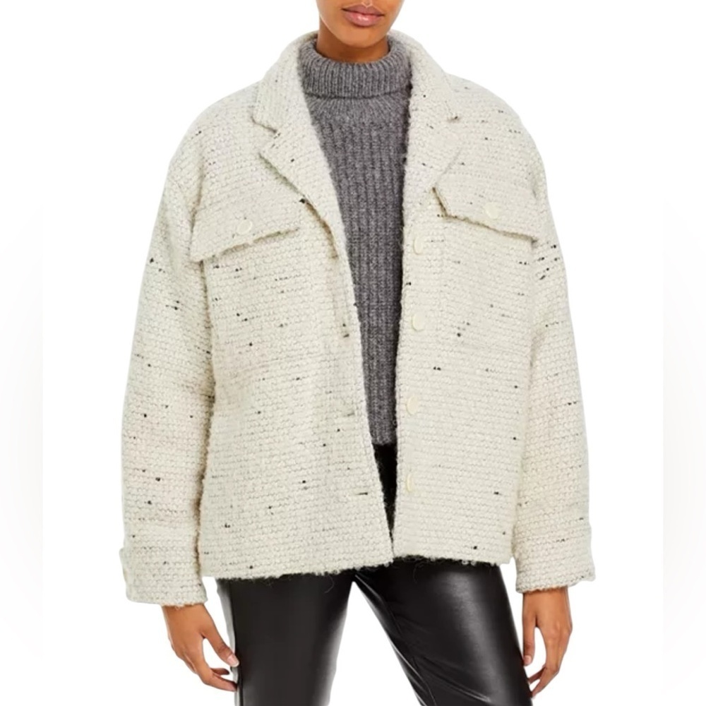Anine Bing - NWT Cream Oversized Tweed Wool Blend Teddy Jacket Sz L